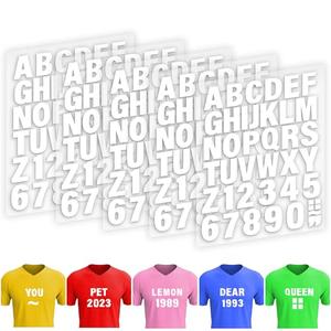 Iron on Letters for Clothing - 5 Sheets, 215 Pieces White PU Heat Transfer Vinyl, 2 Inch Alphabet & Numbers Stickers for T-Shirts, Easy DIY - A-Z & 0-9, Perfect for Fabric Crafting