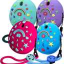 JCHPINE Hard Carrying Case and Silicone Cover Compatible with Tamagotchi Pix Interactive Virtual Pet Game Machine, Screen Film Protector for Tamagotchi Pix Accessories(Pink-Teal)