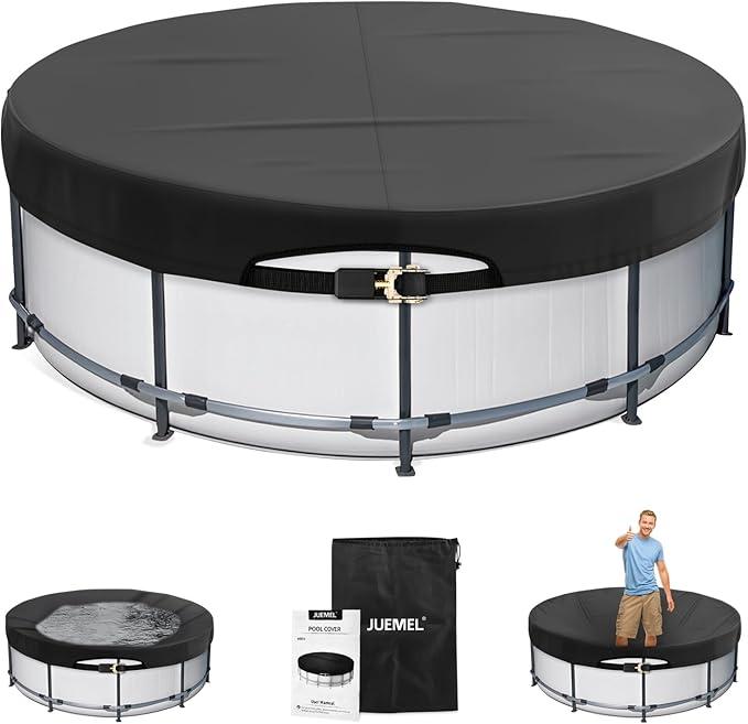 15FT Winter Round Pool Cover with Ratchet Strap Tightener | Easy Installation Pool Covers for Above Ground Pools | Solar Hot Tub Cover Ideal for Hydrophilic and Dustproof for Backyard