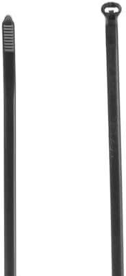Thomas & Betts TY25MX 7" Black Cable Ties, 50 lb Tensile Strength, Stainless Steel Barb and Infinite Locking Positions, Weather and UV Resistant Nylon for Indoor