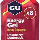 GU Energy Original Sports Nutrition Energy Gel, 8-Count, Vegan, Gluten-Free, Kosher, and Dairy-Free On-The-Go Energy for Any Workout, Raspberry Lemonade, BBD 01/2027