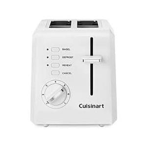 Cuisinart CPT122 2Slice Compact Plastic Toaster, Slots for Bagels & Bread, 7 Shade Settings, Cancel/Defrost/Reheat Functions, Removable Crumb Tray, Small Kitchen Appliance for Home & Office, White