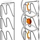 2 Pack Pot Lid Organizer Rack, 6-Tier Pot Lids Holder for Cabinet Door/Wall, No Drilling Adhesive Wall/Door Mounted Rustproof Pot and Pan Cover for Kitchen Storage, Classic Black