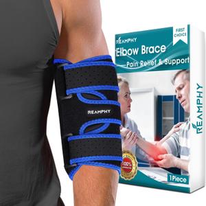 Reamphy Elbow Brace,Comfortable Night Elbow Sleep Support,Elbow Splint, Adjustable Stabilizer Splints, Cubital Tunnel Syndrome,Tendonitis,Ulnar Nerve,Tennis,Fits for Men and Women(Fits Most) (One Size, Blue)