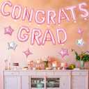 Pink Congrats Grad Balloons,16 Inch Congrats Grad Banner Balloons with 6pcs Pink and Silver Star Balloons with Ribbon for Graduate Party,Graduation Decorations Class of 2026
