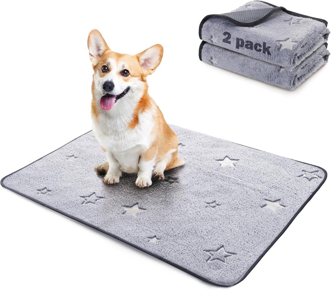 LOOBANI Washable Pee Pads for Dogs, Reusable Pee Pads for Dog Puppy Training Mat Non Slip Whelping Mat for Dog Playpen, Crate, Car, Grey 2 Pack 18 x 24 in