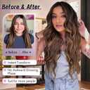 Eawwii Brown Highlights Wig for Women Long Wavy 4x1 Lace Natural Hairline Glueless for Beginners Middle Part Synthetic for Daily Party Use 26Inch