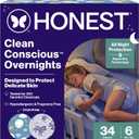 Clean Conscious Overnight Diapers | Up to 12 Hours of Protection | Hypoallergenic + Fragrance Free | Cozy Cloud + Star Signs | Size 6, 34 Count Club Box