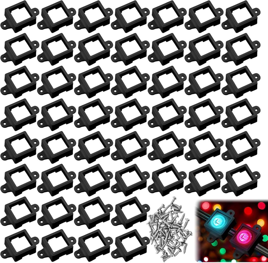 50Pcs Mounting Brackets Outdoor LED Light Clips with Screws Waterproof Compatible with Govee Non-Pro Version Model H705 RGBIC for Wood Steel Siding Black