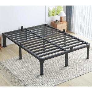 Full Bed Frame with Mattress Slide Stopper, 18 Inch Metal Platform Bed Frame, Heavy Duty Tall Bed Frame No Box Spring Needed with Large Storage Space, Easy Assembly, Noise Free Full Bed Frame with Mattress Slide Stopper, 18 Inch Metal Platform Bed Frame, Heavy Duty Tall Bed Frame No Box Spring Needed with Large Storage Space, Easy Assembly, Noise Free
