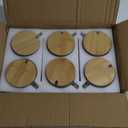 LANDNEOO 6 Pack 14oz Vintage Glass Coffee Mugs with Bamboo Lids and Spoons, Green Embossed Drinking Glasses for Iced Coffee, Tea, Latte