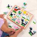 Melissa & Doug Farm Animals Sound Puzzle - Wooden Peg Puzzle with Sound Effects (8 pcs) 2Pack