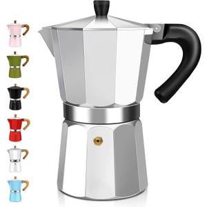 2 Cup Aluminum Espresso Stovetop Moka Pot Express Coffee Maker Percolator Italian Classic Mocha Coffee Machine for Italian and Cuban Cafe Brewing for Home & Camping 100ml 3.3oz