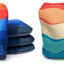 Professional Dual Sided Cornhole Bags- 16 oz 6x6 w/Premium Resin Fill - Official Tournament Slide/Stick Pro Bean Bags - Regulation/Approved (Sunset/Summer Waves)