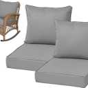 22x22 Inch Patio Chair Cushions Set of 2, Outdoor Furniture Cushions - Removable Cover, Water-Repellent, Fade-Resistant, Non-Slip Bottom & Straps, Replacement for Lawn, Porch & Deck Chair - Light Gray