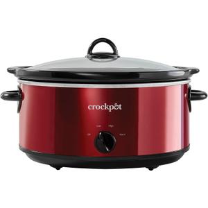 Crock-Pot Large 7 Quart Capacity Versatile Electric Food Slow Cooker Home Cooking Kitchen Appliance with Removable Ceramic Bowl, Red