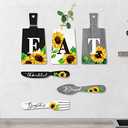 Bucherry Set of 6 Sunflower Kitchen Decor Sets Eat Signs Fork and Spoon Wooden Wall Hanging Plaques Farmhouse Sunflower Kitchen Decor and Accessories