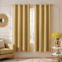 KOUFALL 63 Length Blackout Curtains,Room Darkening Curtain Panels for Bedroom,52x63 Inches Long,Gold