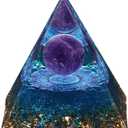 Hopeseed Orgone Pyramid for Positive Energy, Orgonite Natural Amethyst&Aquamarine Healing Crystals Pyramid for Reduce Stress Chakra Reiki Healing Meditation Cleanses The Mind and Boosts Confidence
