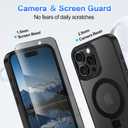 Lamcase for iPhone 16 Pro Case, Compatible with MagSafe, with Privacy Screen Protectors X2, [Magnetic Invisible Stand] [Camera Protection] Shockproof Slim Translucent Matte Phone Case, Black