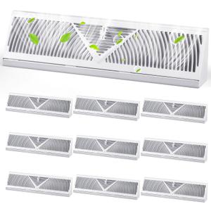Yaocom 10 Pack Baseboard Register Vent 24 Inch Duct Opening Size Vent Covers for Home Floor Diffuser Wall Corner White Baseboard Air Covers, Smooth Air Adjust Lever, Heavy Duty Steel, Easy Install