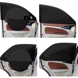 Tallew 4 Pcs Car Window Shades Screen Breathable Car Side Windows Shades Cover Mesh Front Rear Sun Universal Side Automotive Cover for Protection Camping Privacy Blackout(23-32 in, 35-53 in)