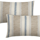 Brown Blue Pillow Covers 12x20 Set of 2 Gray Grey Dot Print Striped Lumbar Rectangle Decorative Outdoor Pillowcases Boho Rustic Farmhouse Decorative Throw Cushion Case Decor for Couch Sofa Bed