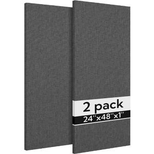 Olanglab Acoustic Panels 2 Pack, 48''x24'' Large Sound Panels, Fabric Wrapped Sound Proof Foam Panels for Walls, Sound Absorbing Panels for Recording Studio Acoustical Treatments (Dark Gray), 24x48 2Pack