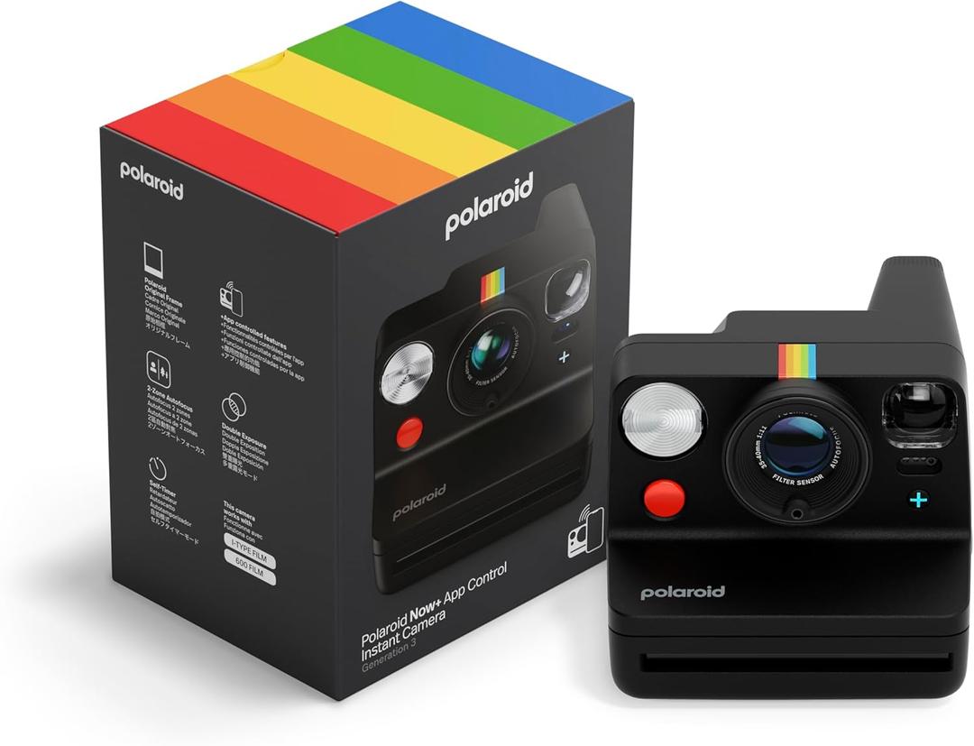Polaroid Now+ 3rd Generation I-Type Instant Film Camera - Bluetooth Connected App Controlled - Black - Camera Only No Film (9160)