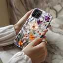 LUHOURI for iPhone 12 Pro Max Case,Wireless Charging Compatible,Dual-Layer - Soft Silicone Inner + Hard Outer Shell,Cute Wildflower Design,Protective Phone Cover for Women - Marble Pressed Flowers