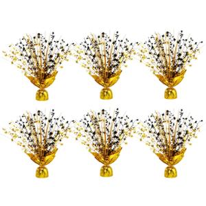 5 Pack Metallic Foil Spray Centerpiece Stars for Wedding, Birthday, Anniversary, Christmas Table Decor, Holiday Festival Baby Shower Graduation Mantle Party Decorations (Gold&Black)
