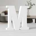 AOCEAN 10 Inch White Big Wood Letters, Unfinished Wooden Letters for Wall Decor Decorative Standing Letters Slices Sign Board Decoration for Craft Home Party Projects (M)