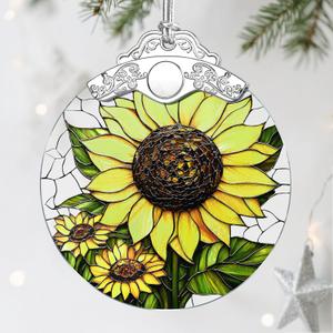 Stained Glass Ornament, Christmas Ornaments, Christmas Decorations for Tree, Holiday Ornament, Gifts for Flower Lovers, Holiday Party Gifts, Gift Ideas & Xmas Gift - Sunflower