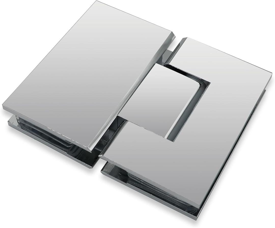 CKB Shower Glass Door Hinge, 180 Degree with Solid Brass, for 3/8"(10mm) to 1/2"(12mm) Thick Tempered Glass, Frameless Shower Door Replacement Hardware kit, Chrome