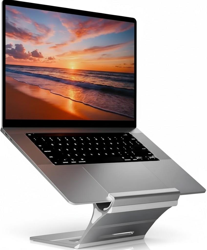 Adjustable Laptop Stand for 5 Devices, Modern Grey Design, Tool-Free Height Adjustment, Stable & Protective
