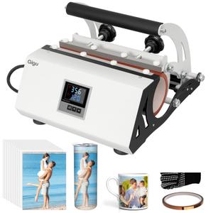 Gigu Tumbler Heat Press Machine for 20oz-30oz Sublimation Blanks Tumblers Press, 11-16oz Mug Press with Sublimation Paper Heat Tape & Gloves, Coffee