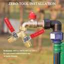 2 x Hose Splitter 2 Way Brass Garden Hose Splitter with Stainless Steel Long Handle Y Valve Water Hose Adapter 3/4" GHT Thread