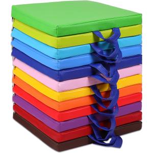 Sawysine 12 Pcs Floor Cushions Classroom Flexible Floor Seating with Handle for Kids in Home School Classroom Kindergarten Daycare Nursery (Classic Color,Square)