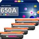 650A Toner Cartridges(with Chip) 4 Pack Compatible with 650A Toner Cartridges CE270A CE271A CE272A CE273A for Enterprise CP5525 CP5520 M750 Printer (Black Cyan Magenta Yellow)