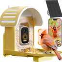 Smart Bird Feeder with Camera, 2.5K UHD Bird Feeder Camera Solar Powerd, Sensitive AI Identification, Instant Alerts Capture Video, IP66 Waterproof for Outdoor, Ideal Gift for Mom, Yellow