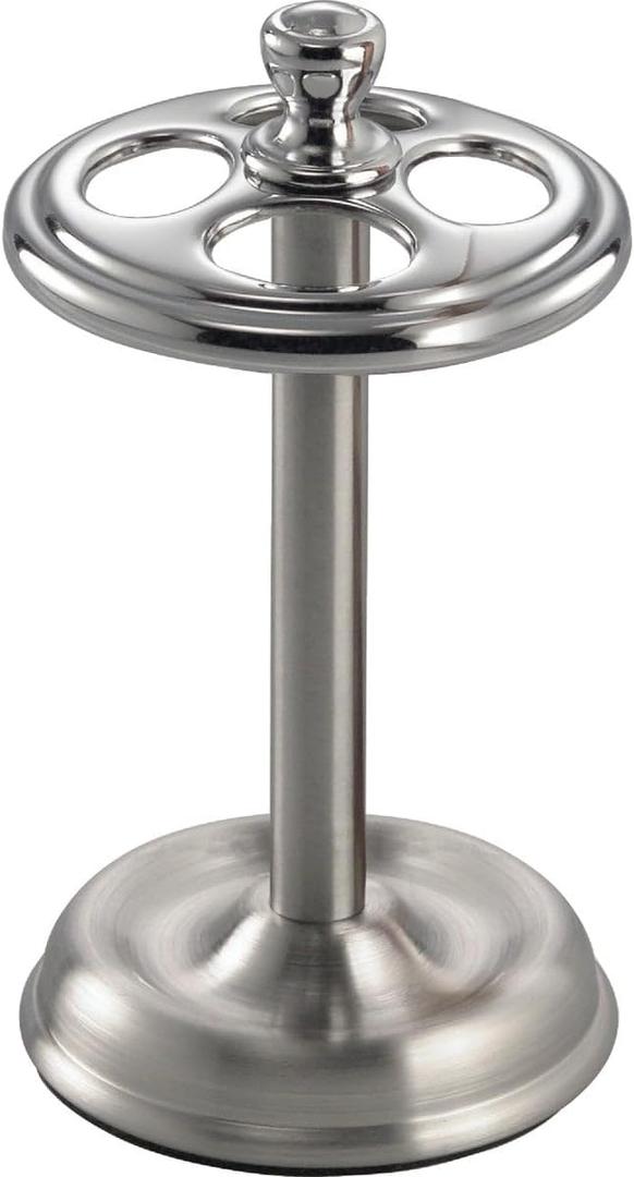 InterDesign York Metal Toothbrush Holder 5.75 in. H x 3.25 W x 3.25 in. L Chrome Silver Stainless steel