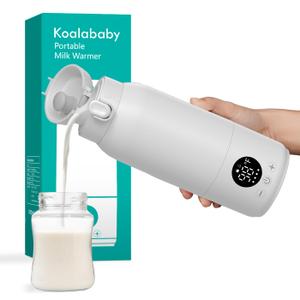 Portable Bottle Warmer  Fast Heating Milk Warmer for Travel, Breast Milk & Formula, 17oz Leak-Proof Stainless Steel, IPX6 Waterproof, Rechargeable with Long Battery Life