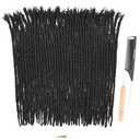 DAIXI 100% Real Human Hair Dreadlock Extensions for Man/Women Handmade Dreadlocks Can Be Dyed Bleached Curled Retwisted (#1B, 12 Inch 30 Strands)