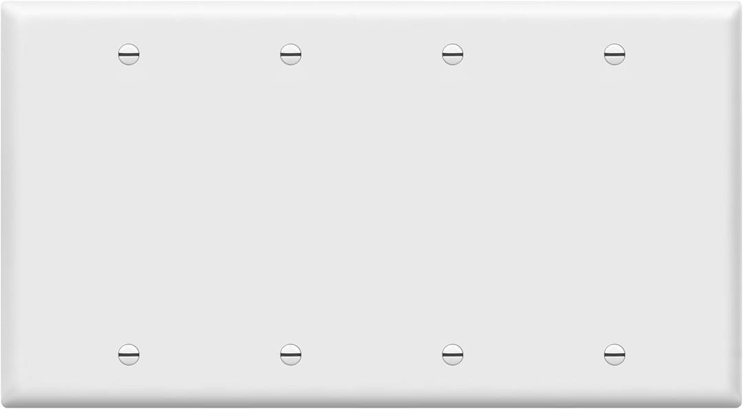 ENERLITES Blank Device Wall Plate Cover, Size 4-Gang 4.50" x 8.19", Unbreakable Polycarbonate Thermoplastic, 8804-W, White