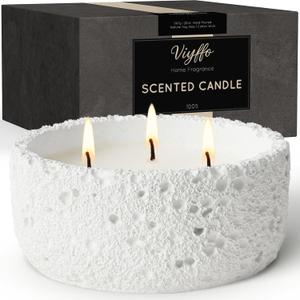 Viyffo 3 Wick 20oz Large White Scented Candle  Lovers Vanilla Bliss, Non Toxic Soy Candle in Matte Ceramic Jar, Perfect for Luxury Home Fragrance, Elegant Winter Dcor & Premium Valentines Day Gift