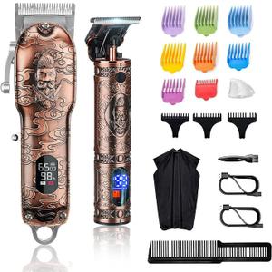 Suttik Hair Clippers and Trimmers Set for Men, Professional Cordless Barber Clippers for Hair Cutting, Beard Trimmer Hair Cutting Kit with T-Blade Close Cutting Trimmer (Rose Gold)