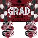 Maroon White Graduation Decorations Class of 2026 Banner