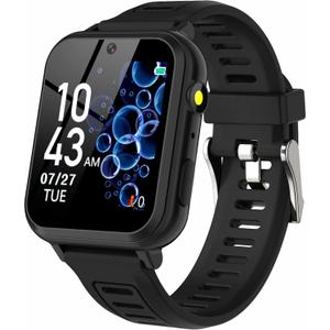 Phyulls Smart Watch for Kids, Smart Watch Toys with 24 Games Camera Video Recorder Music Alarm Calculator Calendar Flashlight Stopwatch Pedometer Gift Toys for 3-12 Years Old Boys and Girls (Black)