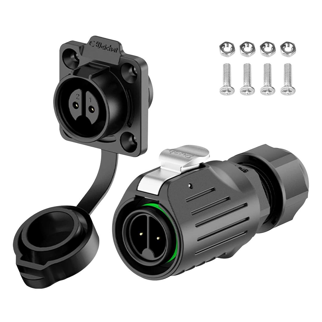 EW-LP16 Industrial Waterproof Connector IP68 Quickly Plugging Aviation Connector PBT Plastic Shell Circular Connector Fast Release Electrical Connector M16 2-9 Pin Flange Socket (2 Pin)