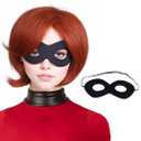 FantaLook Short Reddish Brown Costume Cosplay Wig with Eye Mask for Female